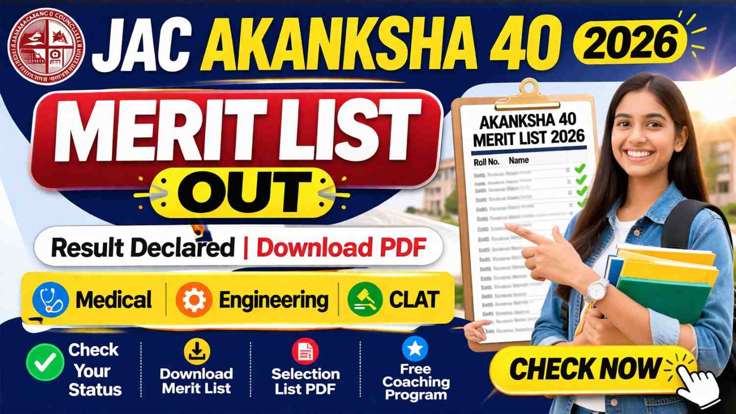 JAC Akanksha 40 Merit List 2026